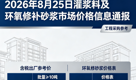 汾西2026年8月25日灌浆料及环氧修补砂浆市场价格信息通报